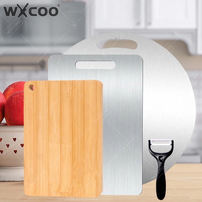 Bamboo Cutting Board - WXCOO Double-sided Cutting Board Kitchen Stainless