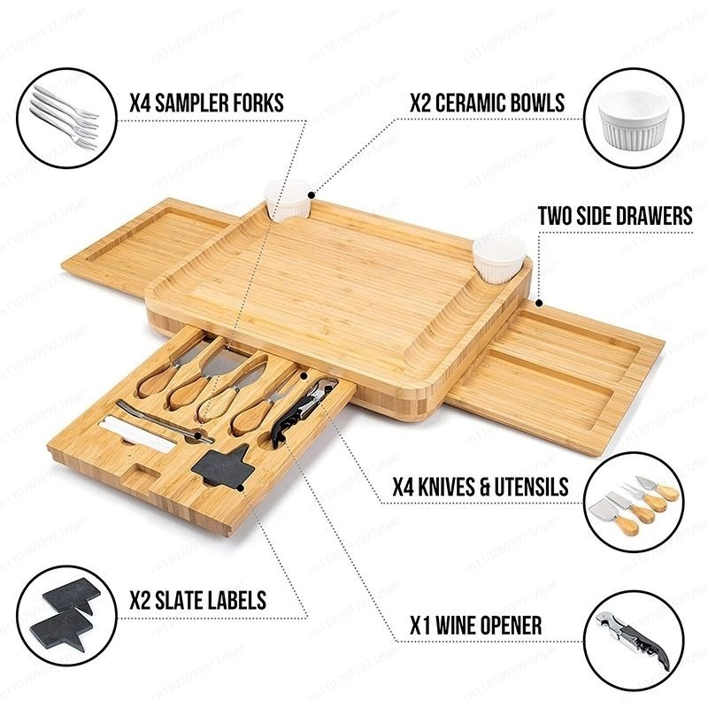 3-Drawer Bamboo Cheese & Cutti - Bamboo Cutting Board review and price